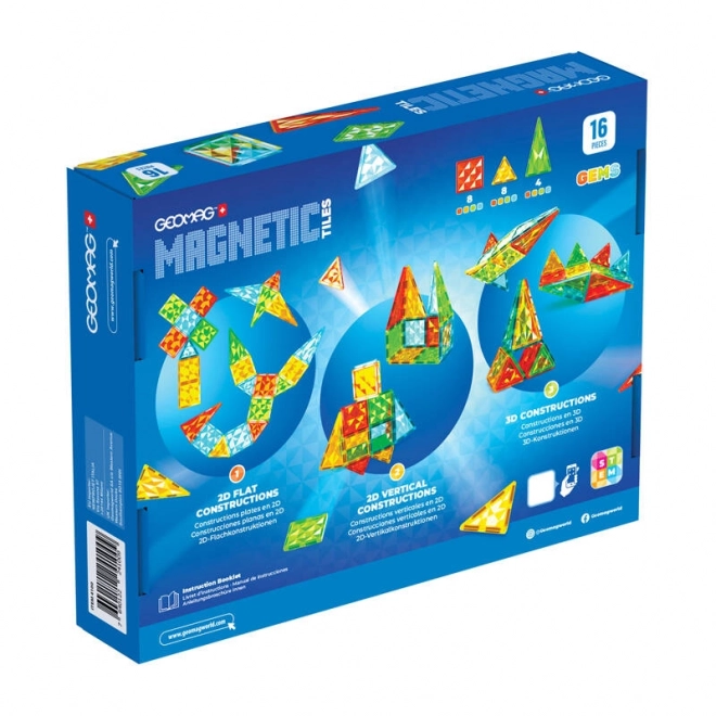 Magnet Tiles Geomag Gems 16 Piese