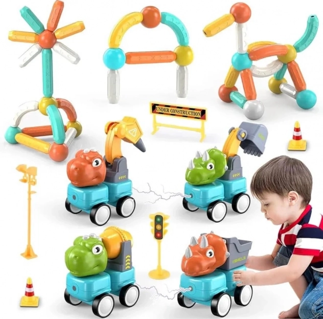 Set de construcție magnetic Dinozauri Woopie 84 piese