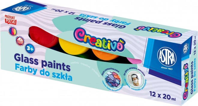 ASTRA CREATIVO culori pentru sticlă 12×20 ml