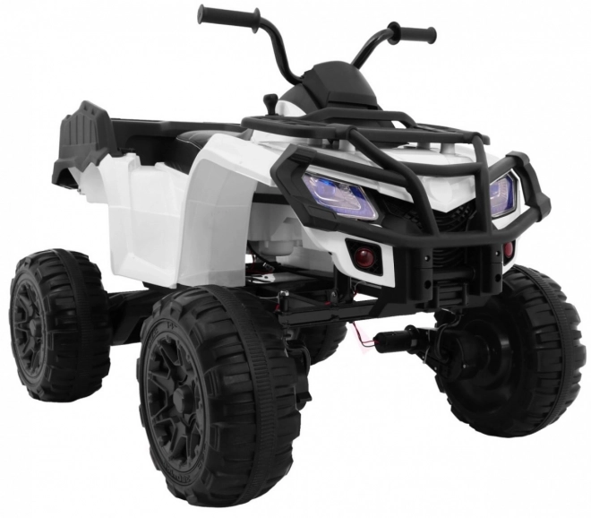 ATV XL cu baterie pentru copii alb + tracțiune 4x4 + suport bagaje + pornire lentă + EVA + LED audio