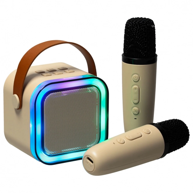 Set karaoke cu 2 microfoane și difuzor portabil Bluetooth USB LED