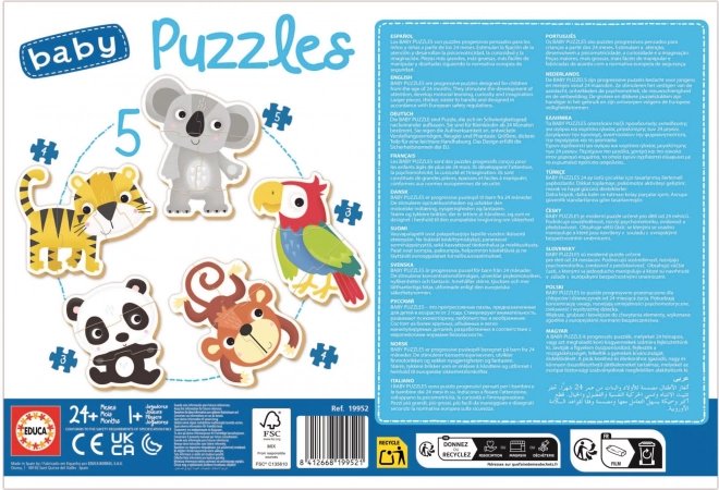 Puzzle Educa Animale Sălbatice pentru Bebeluși