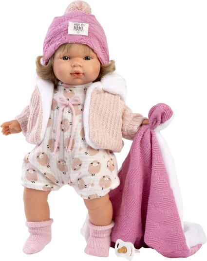Păpușa realistă Llorens Lola cu sunete și corp textil moale 38 cm