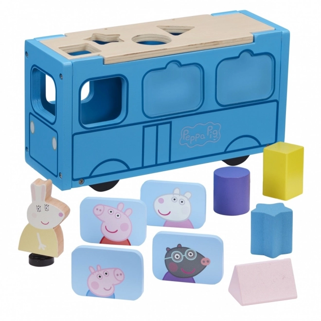 Puzzle din lemn autobuz școlar Peppa Pig