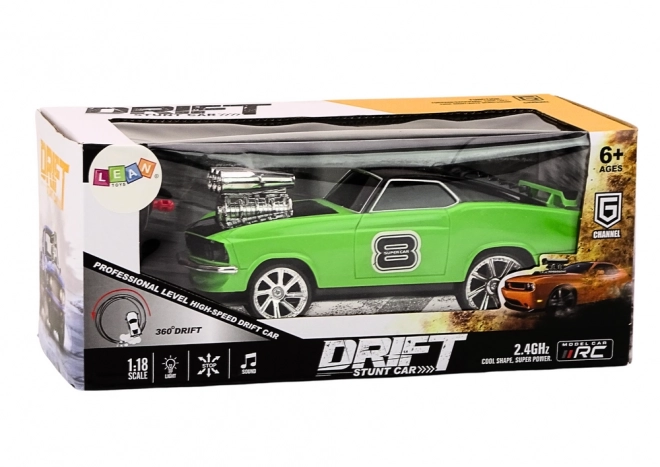 Mașină telecomandată drift 360 LED sunete verde