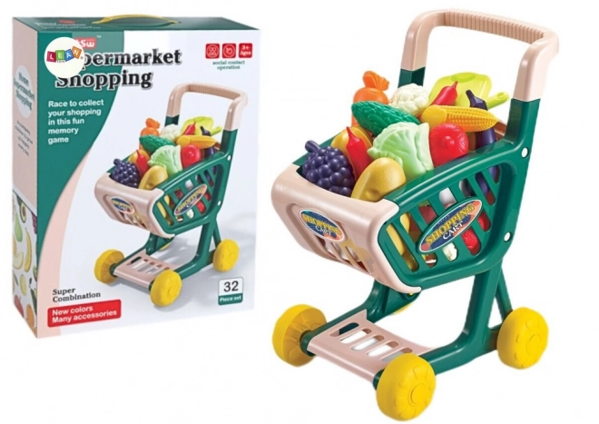 Coș de cumpărături pentru copii Set de legume și fructe verde