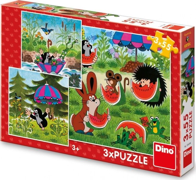 Puzzle cu Krtek și umbreluța 3x55 piese