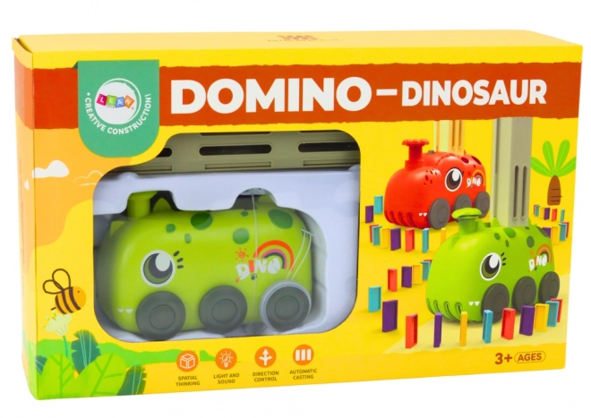 Mașinuță Dinozaur Verde cu Domino Multicolor