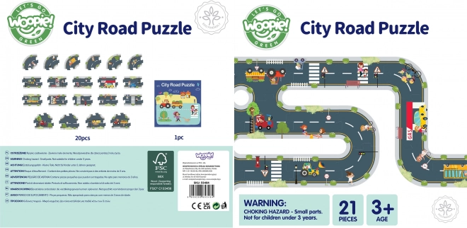 Woopie Green puzzle urban pentru copii - Pista auto