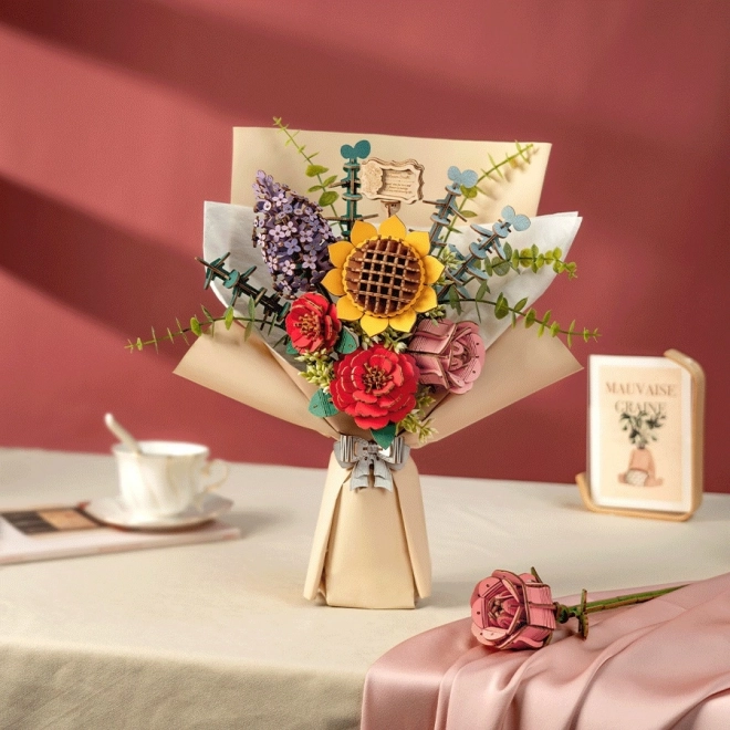Puzzle din lemn 3D buchet de flori Rowood