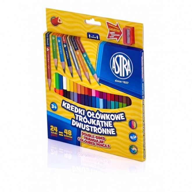 ASTRA Creioane colorate triunghiulare duble 24 buc, 48 de culori