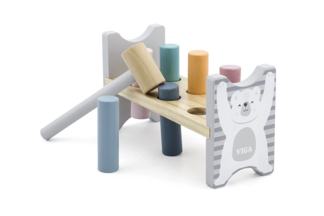 VIGA PolarB Bancă din lemn cu ciocan - Jucărie Montessori