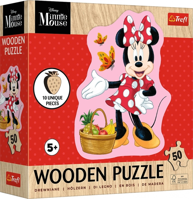 Puzzle din lemn contur Happy Minnie 50 piese