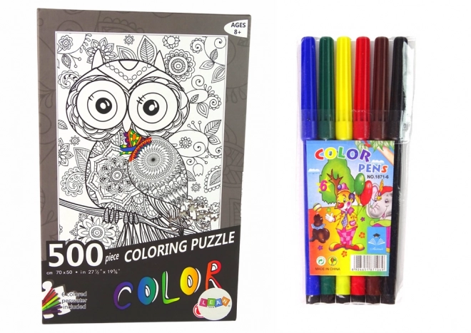 Puzzle de colorat cu 500 de piese bufniță