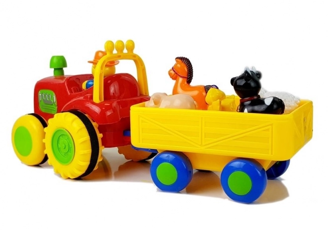 Tractor cu remorcă și animale pentru copii