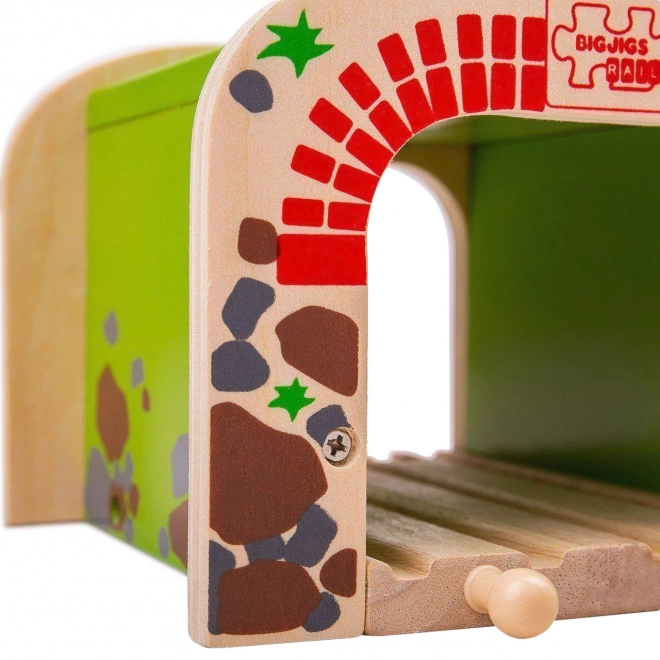 Tunel feroviar dublu din lemn Bigjigs Rail