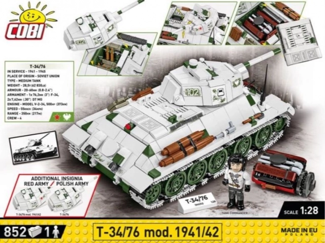 Set de construcție tanc T34-76 model 1941-42, 852 piese