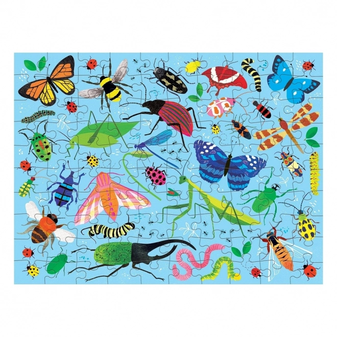 Puzzle dublu față insecte și păsări Mudpuppy 100 piese