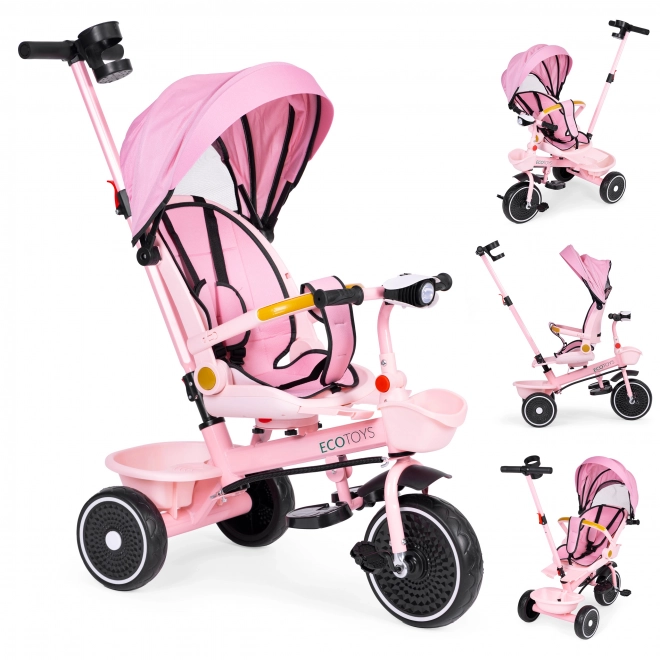 Tricicletă 2-in-1 cu scaun rotativ și copertină pliabilă ECOTOYS