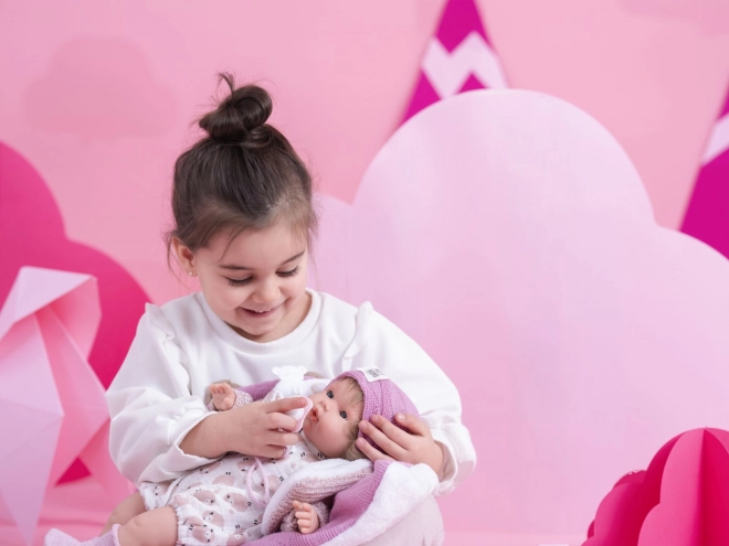 Păpușa realistă Llorens Lola cu sunete și corp textil moale 38 cm
