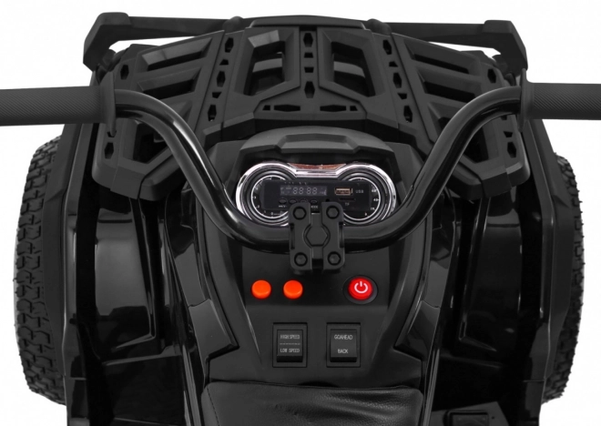 ATV pentru copii, quad Air pe baterie Negru + roți gonflabile + radio MP3 + pornire lentă