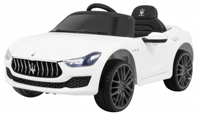 Maserati Ghibli mașină electrică pentru copii Albă + Telecomandă + Pornire lentă + EVA + MP3 USB + LED