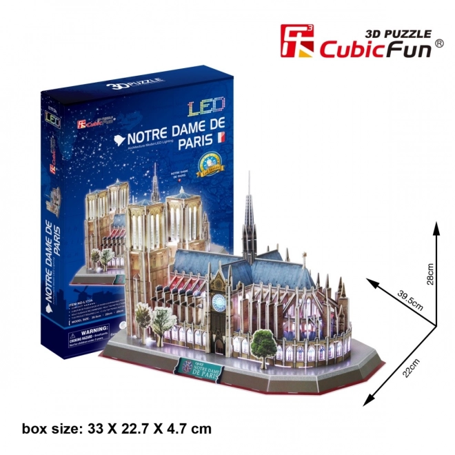 Puzzle 3D catedrală Notre Dame cu leduri