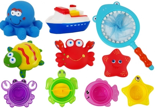 Jucării de baie cu plasă și figurine