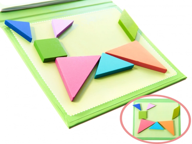 Carte magnetică Tangram cu blocuri 3D