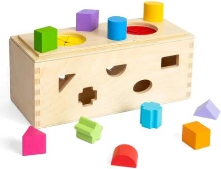 Bigjigs Toys Cutie misterioasă din lemn pentru introducerea și sortarea formelor