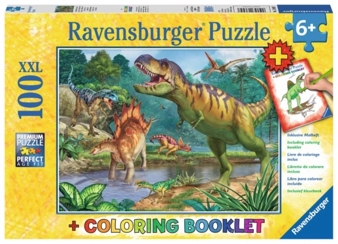 Ravensburger puzzle lumea dinozaurilor XXL 100 piese și carte de colorat