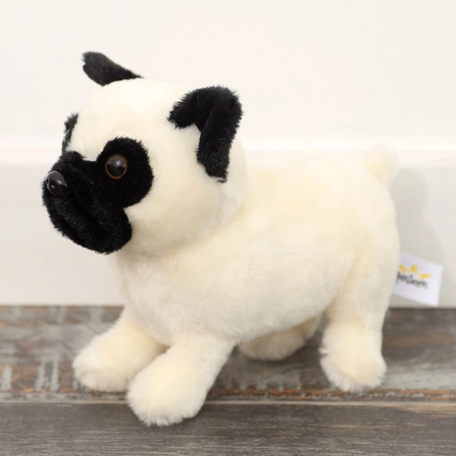 Mops de pluș alb 19 cm