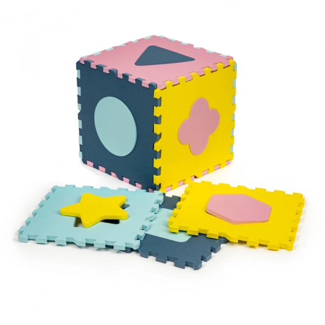 puzzle din spumă ecotoys forme pastelate cu margini