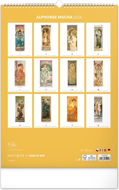 Calendar de perete Alfons Mucha 2026
