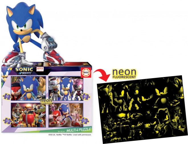 Puzzle Educa Sonic Prime 4v1 Svietitoare