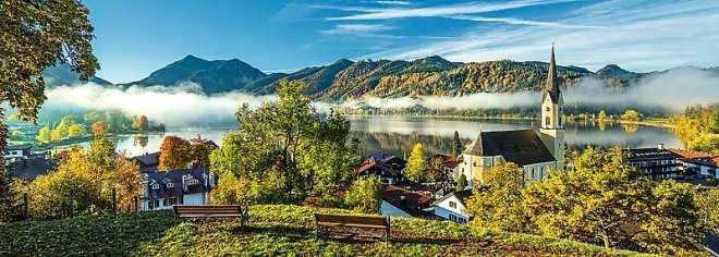 Puzzle panoramice Trefl Lacul Schliersee, Germania 1000 piese