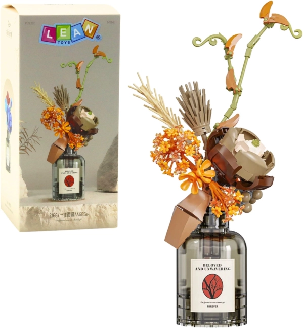 Set de construcție Buchet de flori de toamnă în vază bej-maroniu, 362 de piese