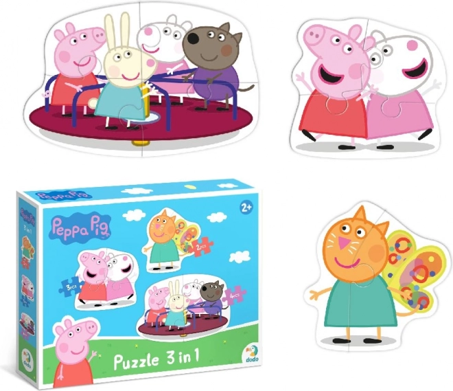 Puzzle DODO Peppa Pig: Prieteni 3 în 1