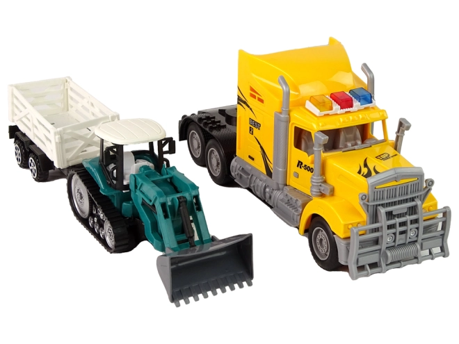 Set de construcții realist camion + excavator