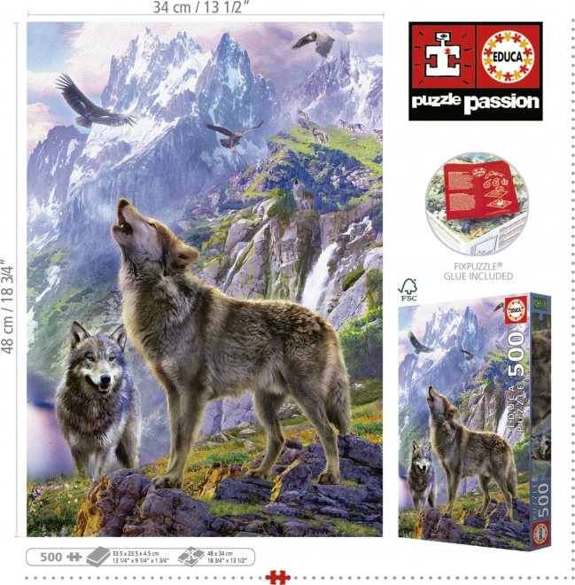 Puzzles Educa Lupi printre stânci 500 de piese