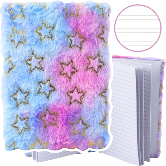 Caiet cu coperte cu motive de stele aurii în culori pastelate A5