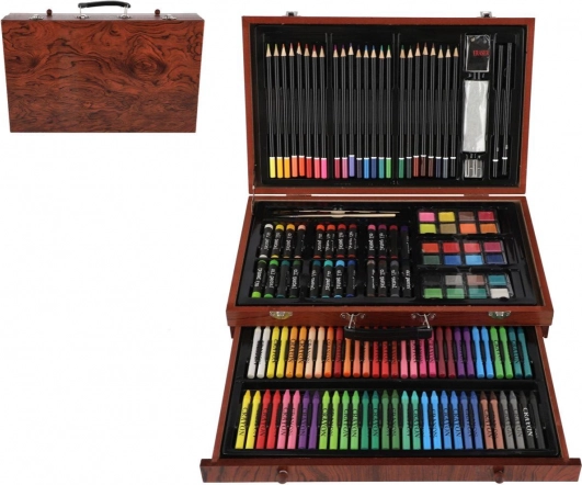 Set creativ de pictură în valiză din lemn, 143 piese
