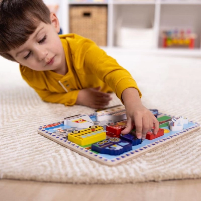 Melissa & Doug puzzle din lemn cu sunete