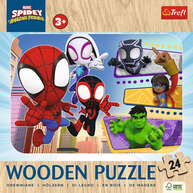 Puzzle din lemn Spidey și prietenii săi uimitori - 24 piese