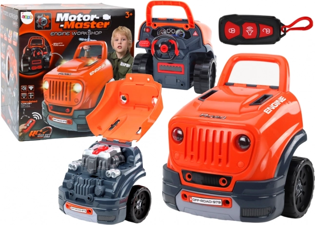 Set de atelier pentru mici meșteri cu motor demontabil, portocaliu