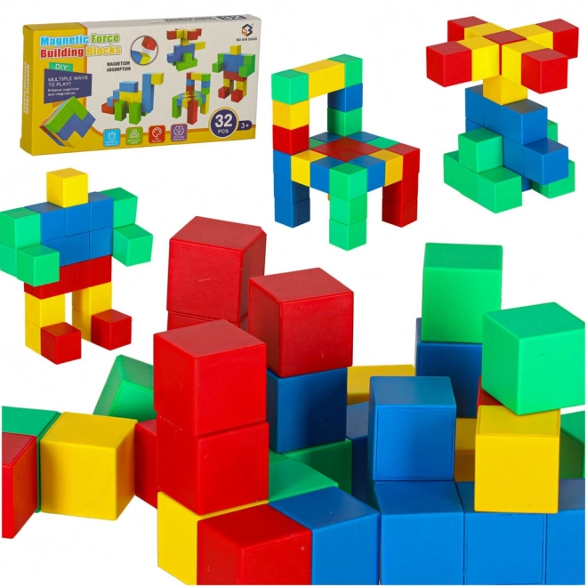 Blocuri magnetice cubice 32 de piese