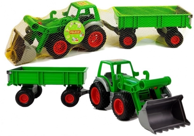 tractor verde cu remorcă pentru fermier de la Polesie