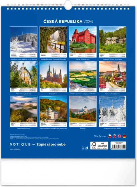 Calendar de perete Republica Cehă 2026