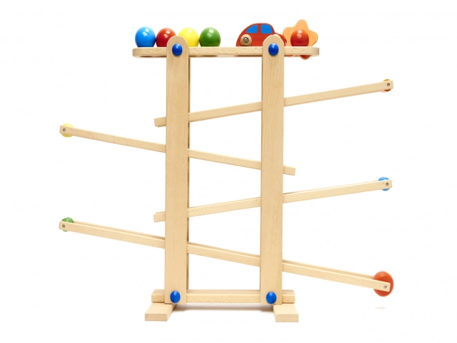Pistă de lemn pentru bile Montessori XXL