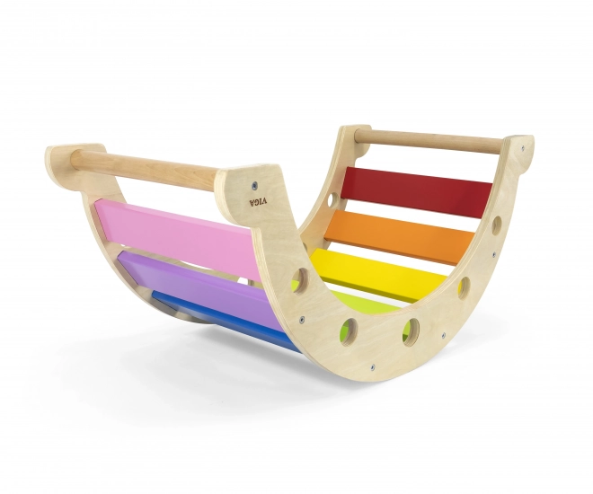 Viga din lemn pod legănat Montessori curcubeu